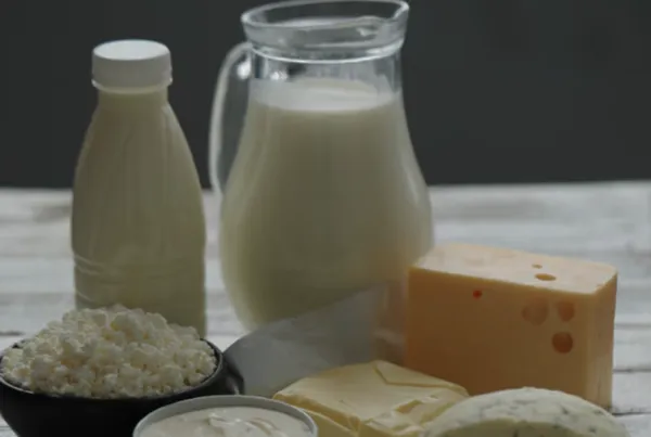 Various dairy products on display