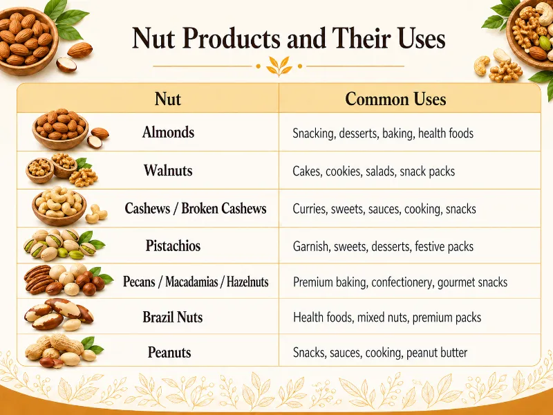 Nut Products and their uses